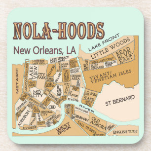 Dessous-de-verre Carte des quartiers de la Nouvelle-Orléans, NOLA_H