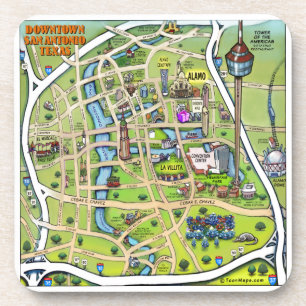 Dessous-de-verre Carte du centre-ville de San Antonio