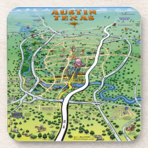 Dessous-de-verre Carte du dessin animé Austin Texas