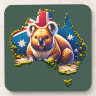 Dessous-de-verre Carte du drapeau australien Koala Bear
