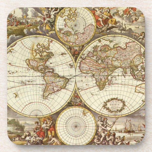Dessous-de-verre Carte du Vieux Monde antique par Frederick de Wit, (Devant)