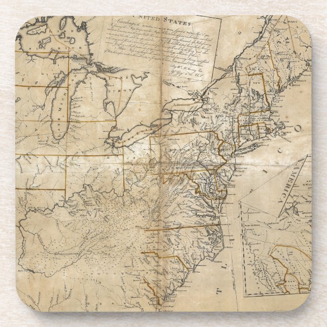 Dessous-de-verre CARTE : Les ETATS-UNIS, 1783 (Devant)