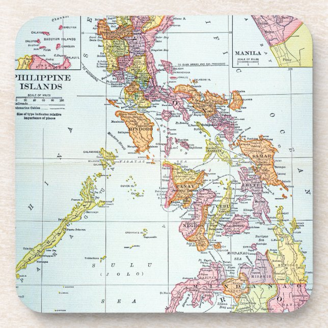 DESSOUS-DE-VERRE CARTE : PHILIPPINES, 1905 (Devant)