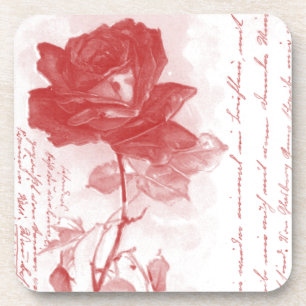 Dessous-de-verre Carte postale Rose rouge