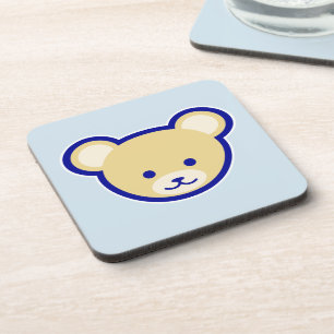 Dessous-de-verre Carton Bleu Beige Teddy Ours Mignonne Drôle
