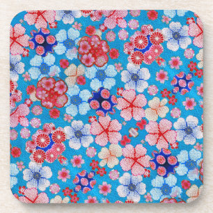 Dessous-de-verre Cascade bleue en cascade Floral Chirimen