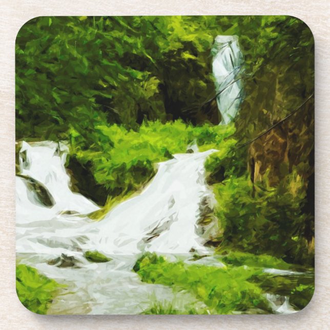 Dessous-de-verre Cascade des bois en été Abstrait (Devant)