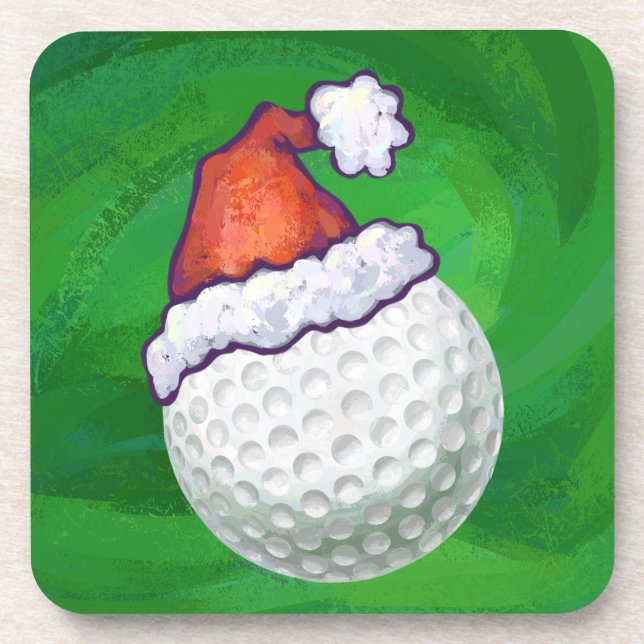 Dessous-de-verre Casquettes de Noël à la balle de golf (Devant)