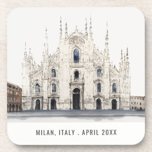 Dessous-de-verre Cathédrale de Milan Italie Aquarelle Voyage italie