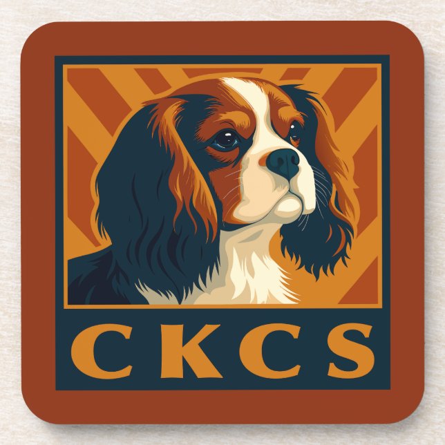 Dessous-de-verre Cavalier King Charles Spaniel CKCS Retro (Devant)