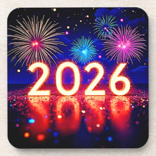 Dessous-de-verre Célébrez 2026 : Conception d'étincelle d'avenir br