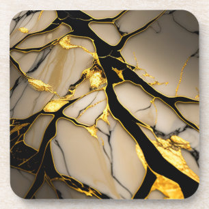 Dessous-de-verre Céramique en marbre d'or avec veines cristallines 