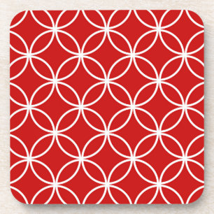 Dessous-de-verre Cercles de chevauchement Motif géométrique Rouge B