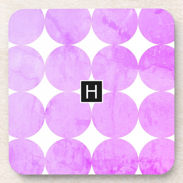 Dessous-de-verre Cercles violets modernes | Monogramme (Devant)