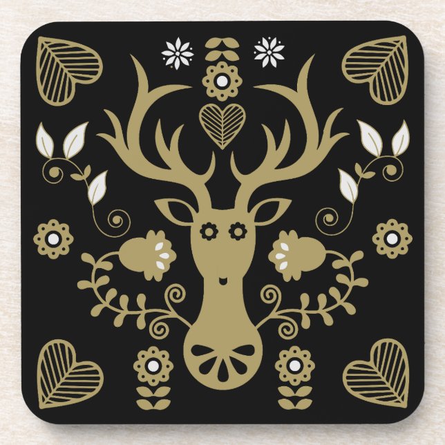 Dessous-de-verre Cerf d'art populaire scandinave (Devant)