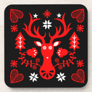 Dessous-de-verre Cerf de Noël rouge scandinave