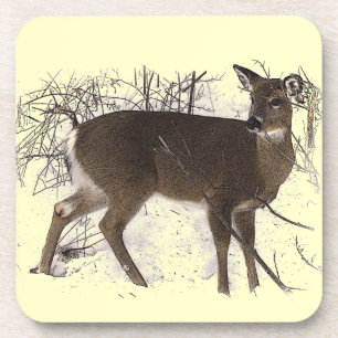 Dessous-de-verre Cerfs communs dans la neige