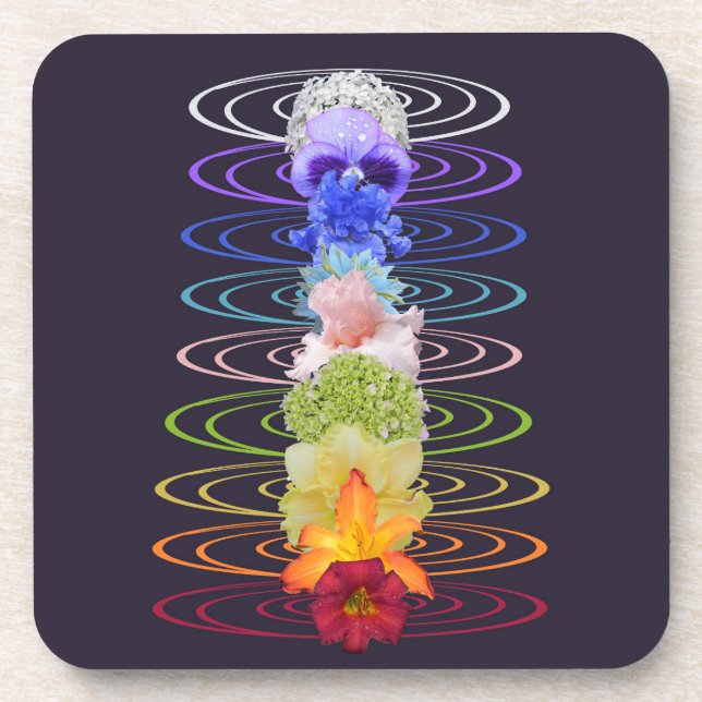 Dessous-de-verre Chakra Couleur Fleurs Zen Yoga Méditation (Devant)