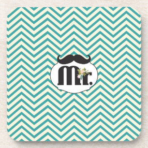 Dessous-de-verre Chalkboard Mr Jaune et Green Zigzag Chevron
