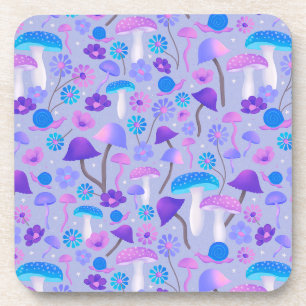 Dessous-de-verre Champignons de rêve Floral Woodland violet Turquoi