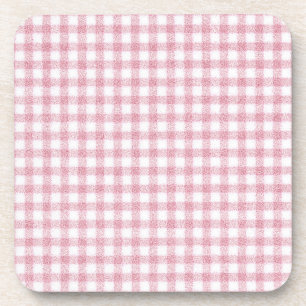Dessous-de-verre Charme Gingham Rose et Blanc Velouté