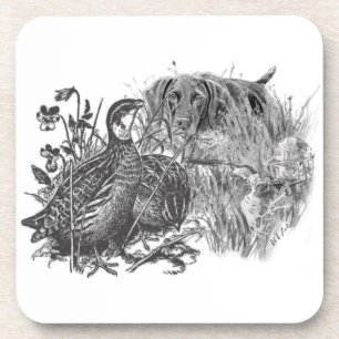 Dessous-de-verre Chasse à la caille avec chien de chasse