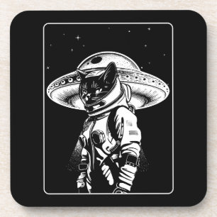 Dessous-de-verre Chat Astronaute Alien UFO Science-Fiction