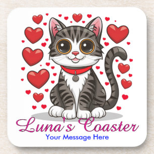 Dessous-de-verre Chat avec symboles d'amour Clipart-85245