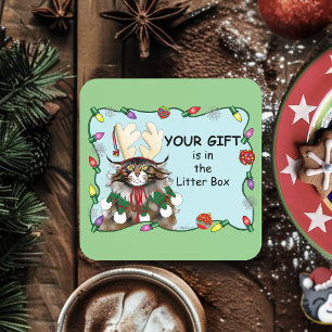 Dessous-de-verre Chat cadeau de Noël Green Funny