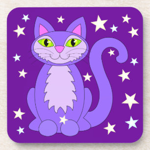 Dessous-de-verre Chat Cosmique Mignon Souriant Kitty Violet