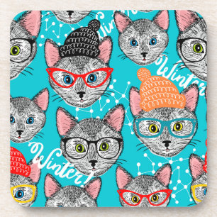 Dessous-de-verre Chat dans le casquette