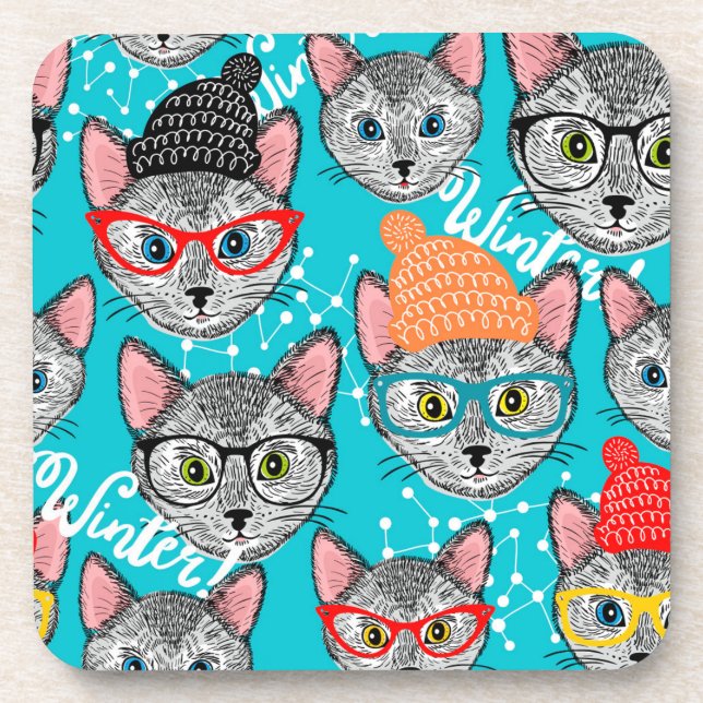 Dessous-de-verre Chat dans le casquette (Devant)