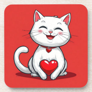 Dessous-de-verre Chat de dessin animé mignon amoureux