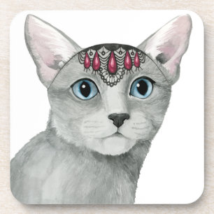 Dessous-de-verre Chat de Downton   incrusté de bijoux