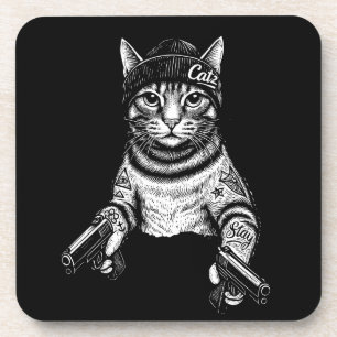 Dessous-de-verre Chat Gangster Tatoué Art Kitty Streetwear Cool