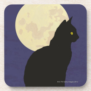 Dessous-de-verre Chat noir et la lune