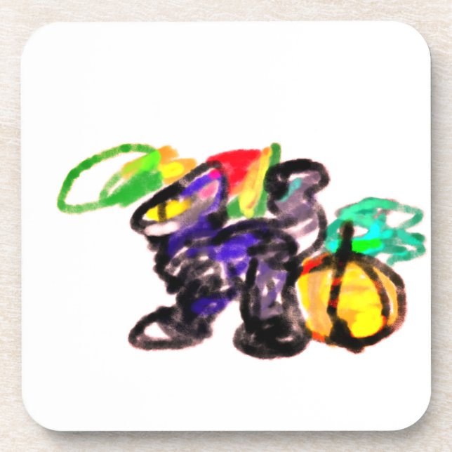 Dessous-de-verre Chat noir joie automne (Devant)