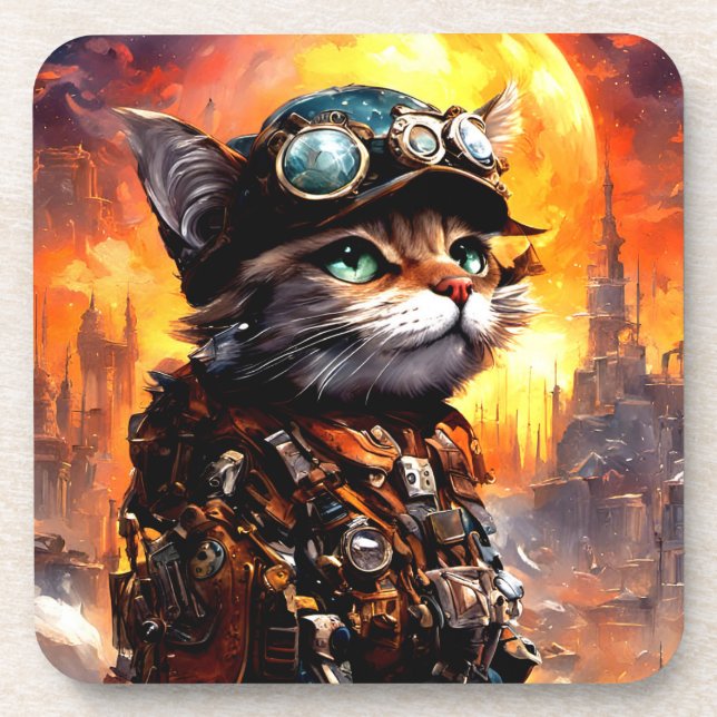 Dessous-de-verre Chat Steampunk II (Devant)