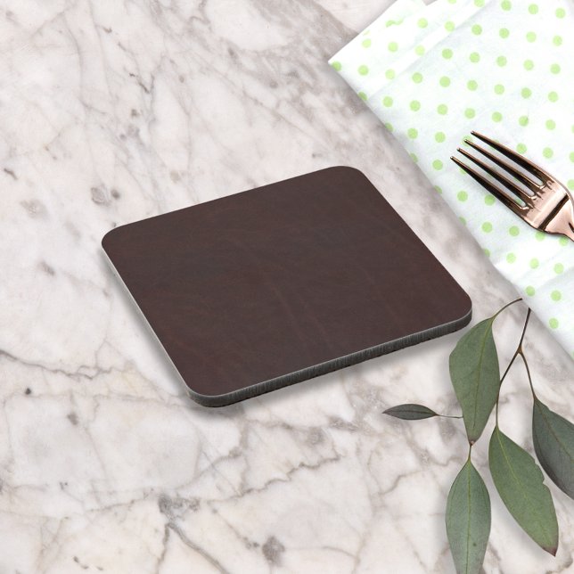 Dessous-de-verre Châtaigne foncé Brown Faux Cuir (Créateur téléchargé)
