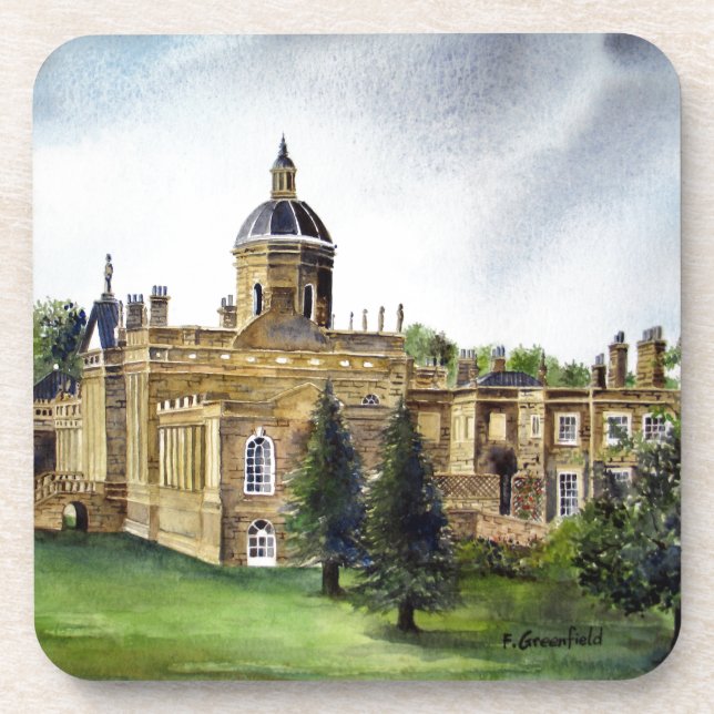Dessous-de-verre Château Howard North Yorkshire peinture aquarelle (Devant)
