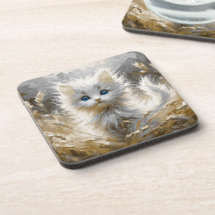 Dessous-de-verre Chaton blanc précieux
