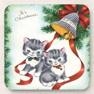 Dessous-de-verre Chatons de Noël Vintage Ensemble de Dessous de ver
