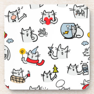 Dessous-de-verre Chats amusants, lait et magie.