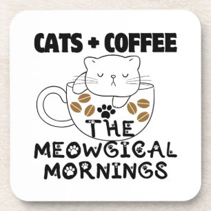 Dessous-de-verre Chats + Café = Matins Meowgical.w