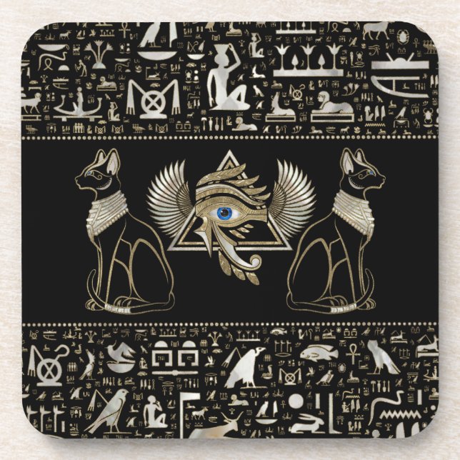 Dessous-de-verre Chats égyptiens et oeil de Horus (Devant)