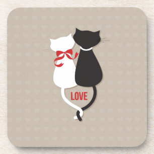 Dessous-de-verre Chats en amour Entouré de Coeurs