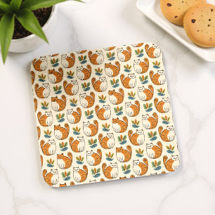 Dessous-de-verre Chats orange et blanc Style d'art naïf
