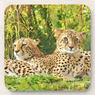 Dessous-de-verre Cheetah Companions - Repos dans la nature