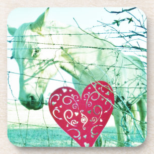 Dessous-de-verre Cheval Blanc Coeur Rouge Saint Valentin