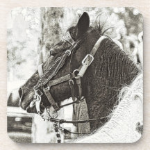 Cheval d'art graphique original stylisé noir & bla